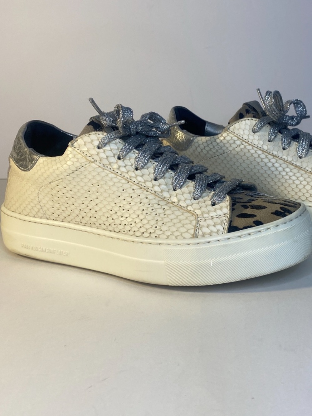 P448 Thea Platform Sneakers Python Leopard Print Glitter W/ EU 37-US 6.5-7